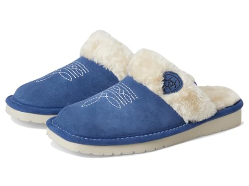 Image of ARIAT Women's Jackie Square Toe Warm Soft Genuine Suede Leather Indoor Outdoor Slippers with Plush Collar
