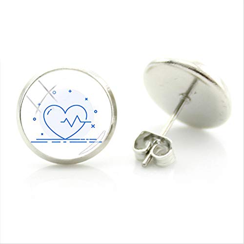 Stethoskop in Spritzenform, Herzform, medizinische Ausrüstung, Muster, runde Glas-Ohrstecker, Ärzte, Krankenschwestern, Geburtstagsgeschenk, Schmuck Cover