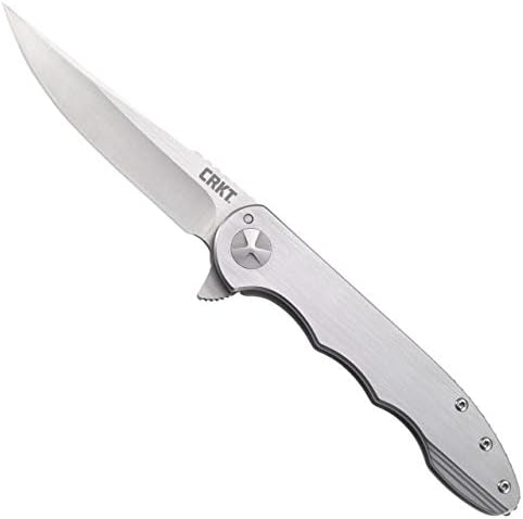 CRKT Up & At 'Em Folding Pocket Knife: Everyday Carry, Satin Blade, Frame Lock, Stainless Steel Handle, Deep Carry Pocket Clip 7076