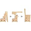 Folding Step Stool 4-Step Solid Wood Folding Ladder Chair, Protable Library Ladder, Convertible Folding Chair Step Stool Display Stand for Adults Office Home Kitchen Outdoor Foldable Step Ladder(Natu