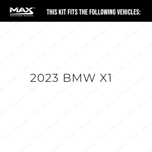 Image of Max Advanced Brakes Rear Brake Kit Compatible With 2023 BMW X1 Replacement Premium OE Disc Brake Rotors and Ceramic Brake Pads