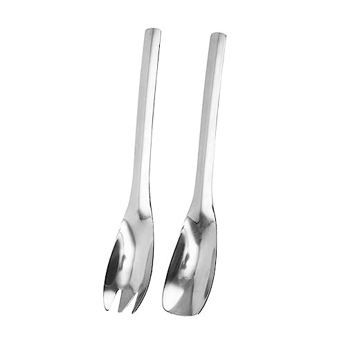 OFFSCH Set of Salad Fork Silver Spoon Long Handled Silverware Dinner Spoons Stainless Steel Salad Servers