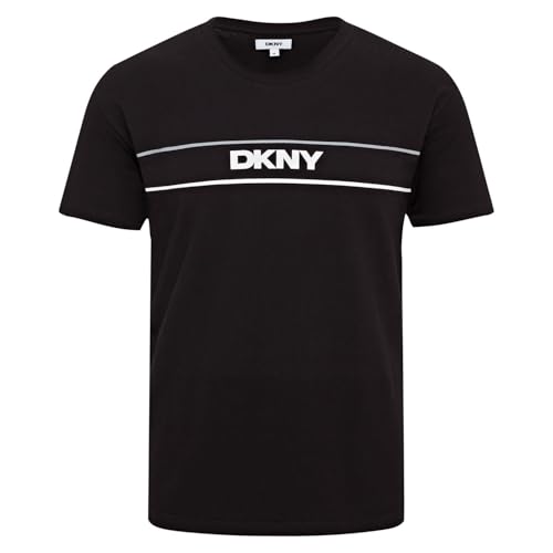 DKNY Cavaliers Black Mens T Shirt | 100% Cotton Lounge T Shirt for Men | Comfortable and Breathable | Crew Neckline | Short Sleeve, Regular Fit |