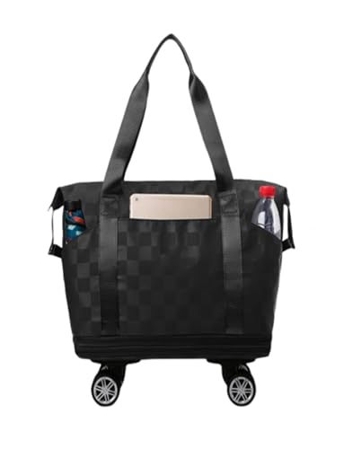 360° Rotating Wheels Duffle Bag for Women Short Trips, Waterproof Lightweight Hospital Bag for Delivery, Extra Large Collapsible Luggage(Black)