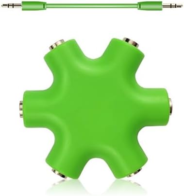 DCNETWORK Headphone Splitter, 5-Jack 3.5 mm Audio Headphone Splitter Stereo Audio Headset Adapter, Audio Earbuds Earphones Plug 5 Way 1 Male to 4 Female Splitter with 3.5mm Stereo Cable green