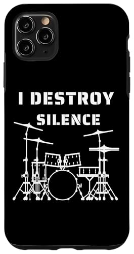 I Destroy Silence Funny Drummer Music Band nstract Joke �X�}�z�P�[�X iPhone 11 Pro Max �p