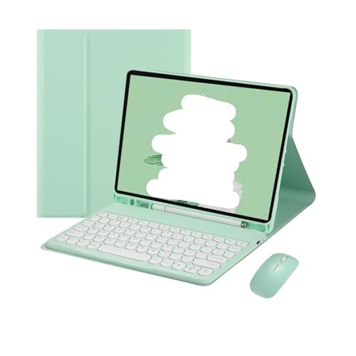 Teclado redondo desmontable funda iPad Pro 11 2024 color verde menta