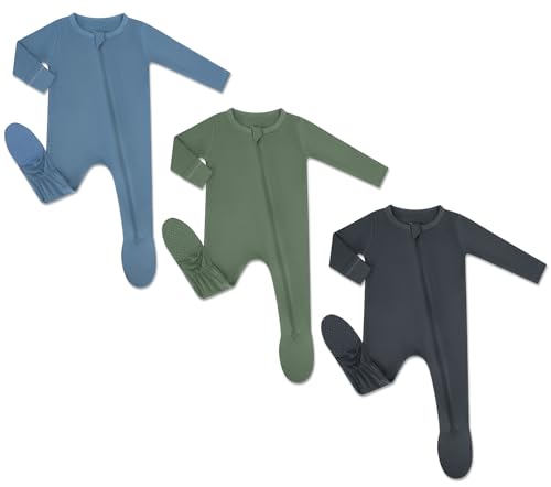 Image of HAPIU Rayon from Bamboo Baby Footed Pajamas, 2 Way Zipper YKK, Footie for Baby Boy Girls, Newborn-24 Months