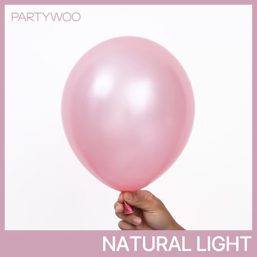 Image of PartyWoo Pearl Pink Balloons 50pcs Light Pastel Baby Pink Color 12 Inch