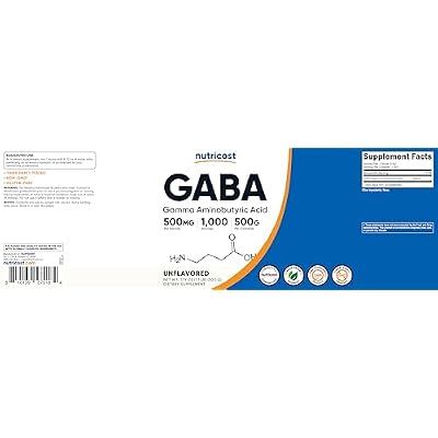 Nutricost Pure GABA 500G Powder (Gamma Aminobutyric Acid) (500 Grams/1.1 pounds)