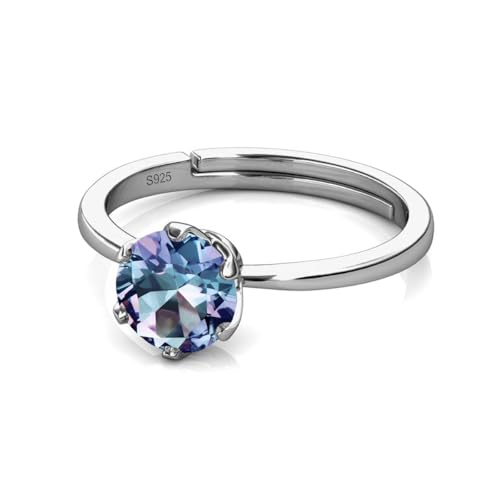 Color-Changing Alexandrite Round Ring – Elegant Vintage Alexandrite Ring – Vintage Style 925 Sterling Silver Engagement Jewelry for Her4