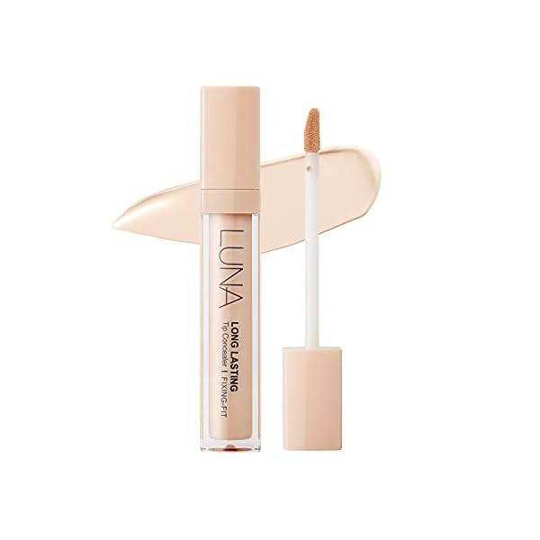 LUNA Long-Lasting Fixing-Fit Tip Concealer (#01 Vanilla) Korean Makeup, Buildable Coverage & Semi-Matte Finish, Under Eye & Dark Circles with High Adherence, 0.26 Oz