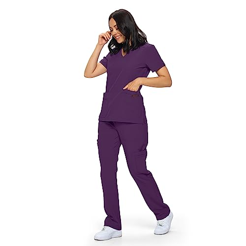 Monarch Uniforms Scrub Sets - Regular & Petite Stretchy Scrubs for Women - Set of Top & Pants