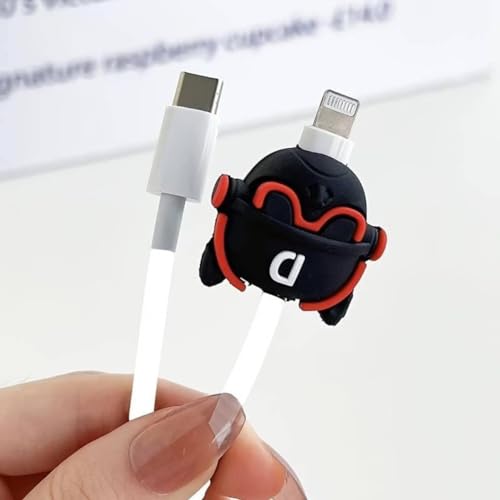 PunnkFunnk Cute Cartoon Protective Case for iPhone 18W & 20W USB-C Adapter Charger Cable, Unique Design Funny 3D Cartoon Charger Cover Cable Protector for iPhone Fast Charger(D Dog) Black