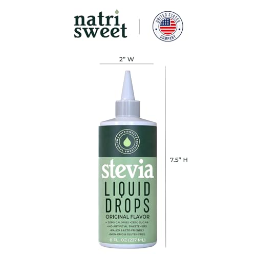 NatriSweet Original Stevia Liquid Drops 8 fl oz (237 ml of 1800+ Drops), Natural Stevia Sweetener, Zero-Carb & Zero-Calorie Liquid Stevia Drops, Paleo, Keto, & Vegan Diet-Friendly Sugar Substitute