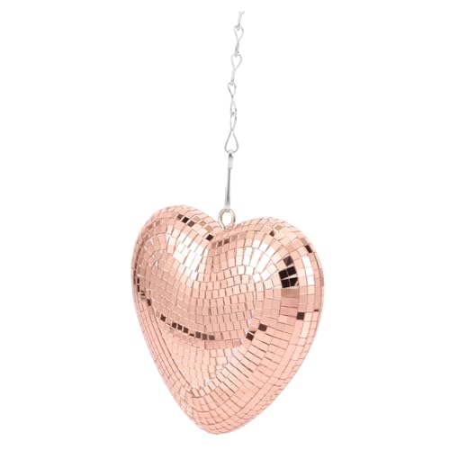 Bola espejada en forma de corazón dorada rosa para decoración de fiestas y eventos, colgante decorativa para hogar miniatura 1