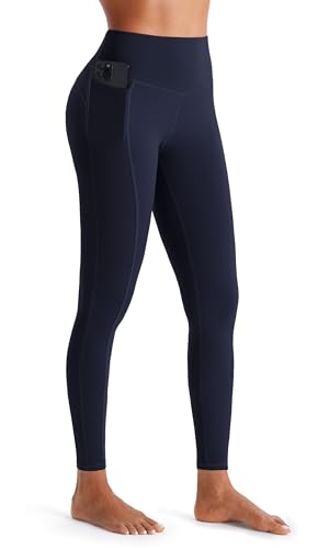 JOYSPELS Women's Gym Leggings with Pockets - High Waisted Tummy Control Full Length Yoga Pants for Workout, Running, Daily Leisure Dark Blue S - Image 2