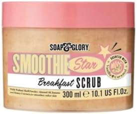 Soap & Glory Smoothie Star Exfoliating Body Scrub - Buff & Smooth Skin - Almond & Caramel Scented Vegan Body Polish - Brightening Scrub with Honey Extract + Sweet Almond Oil (300ml)