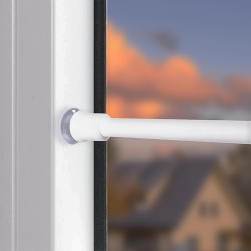 2 aste per tende senza foratura, per tende, negozi, armadi, finestre (55-85 cm, bianco)