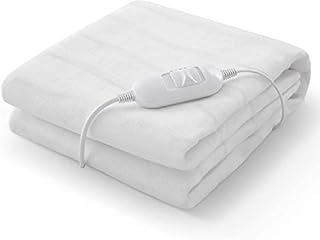 Electric Blanket, Large Heated Underblanket, Heating Pad with Fast Heating, 3 Heating Levels and Overheat Protection, 120 x 135cm, 100% Polyester, Washable, White