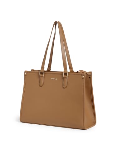 Image of Berrylush Women Solid Tote Bag | PU Synthetic Leather Two Handle Handbag | Spacious Zip Closure Shoulder Bag with Inner Pockets | Stylish Everyday & Office Use Bag