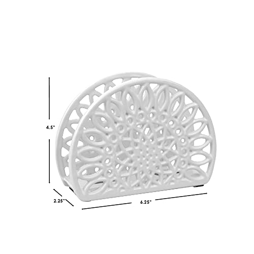 Home Basics Sunflower Collection Cast Iron Napkin Holder For Kitchen Countertop | Dinner Table | Indoor & Outdoor Use | Storage And Organization, White #TOP5