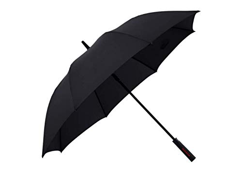 WYF Umbrellas Black 60mph Windproof Extra Strong - Stormfighter Jumbo Umbrella - Black Reinforced Fiberglass Frame - For 1 Or 2 Persons - Auto Open - Non Slip Handle - One Size