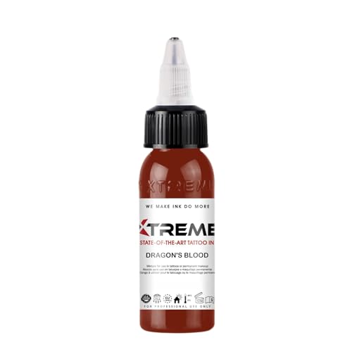 Xtreme Tattoo Ink, Versatile Medium Viscosity for Precision Tattooing, Rich Hue, Quick Healing, Acrylic-Free, Water Based and Premium Quality - Ready-to-Use Tattoo Ink (Dragon's Blood, 0.5 oz)
