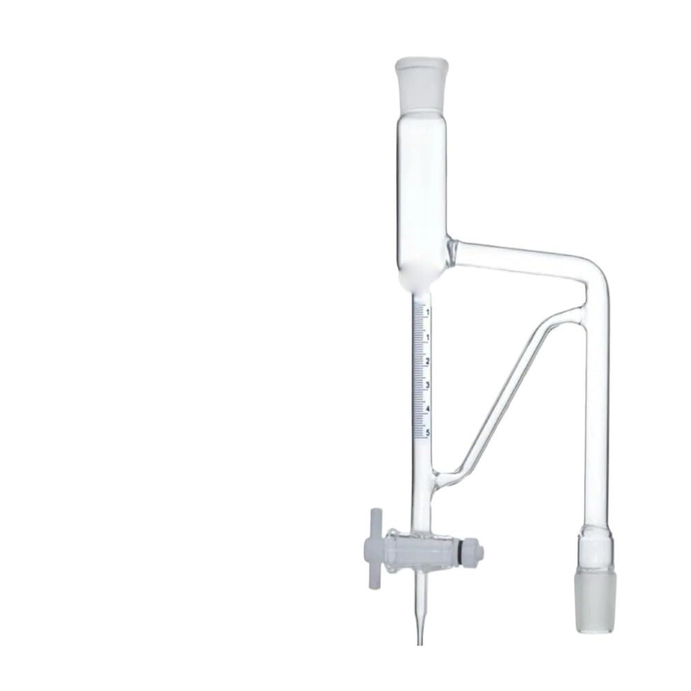 Adaptador de vidrio, Adaptador de control flujo vacío, junta volátil, válvula PTFE 24/29, matraz vidrio borosilicato 5-10ml(10ml)
