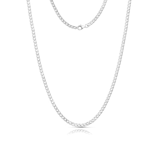 Silver Chain for Men, 3mm/5mm Cuban Link Chains for Men Stainless Steel,Mens Necklace Chain 20/22 inch,Gift Box Included