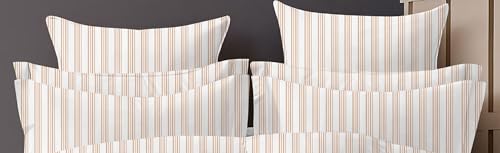 Image of Floral Design Zig Zag Stitching King Size Glace Cotton 160 TC Pillow Covers /Pillow Case-20 X 30 Inches, 50 Cm X 75 Cm (4, 1891-Orange)