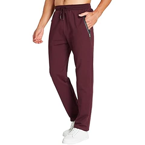JustSun Tracksuit Bottoms Mens Joggers Slim Fit Jogging Bottoms Sports Trousers Running Gym Sweatpants with Zip Pockets Cotton Red M Cover