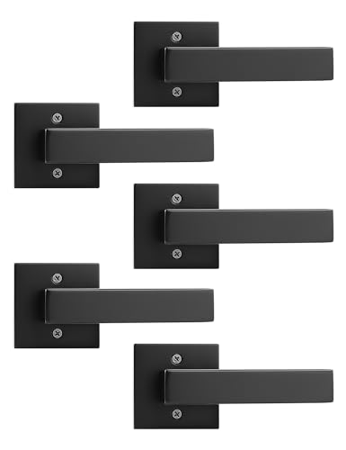 Image of Tinewa 5 Pack Dummy Door Handles for Left Hand and Right Hand, Square Black Door Konbs for Closets, Non-Turning Single Side Pull