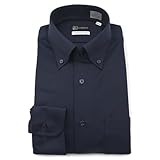 [アイシャツ] ビジネス 完全ノーアイロン ストレッチ 超速乾 長袖 アイシャツ ワイシャツ メンズ カラー 濃色 ネイビー ボタンダウン レギュラーフィット M15125006088