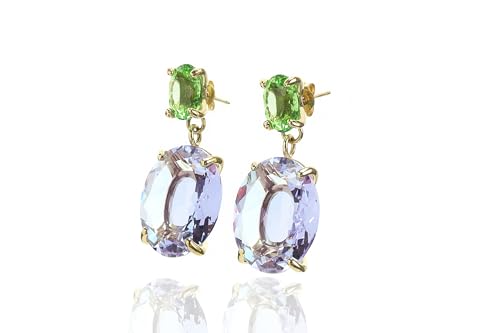 Boucles d'oreilles tanzanite et tourmaline, le cadeau idéal en pierres de naissance