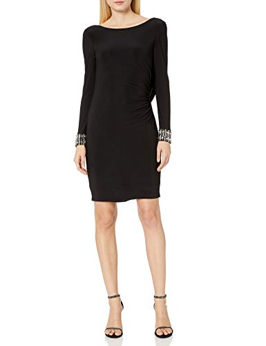 Eliza J Women's Long Sleeve Sheath Dress, Black, 14