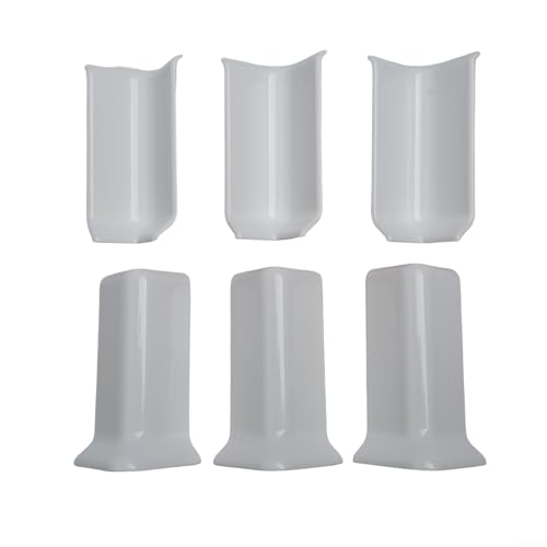Emiif Paquete de 6 protectores de esquina para zócalos, protectores de bordes, conectores interiores y exteriores para zócalos de 8 cm de altura, decoración del hogar (M blanco)