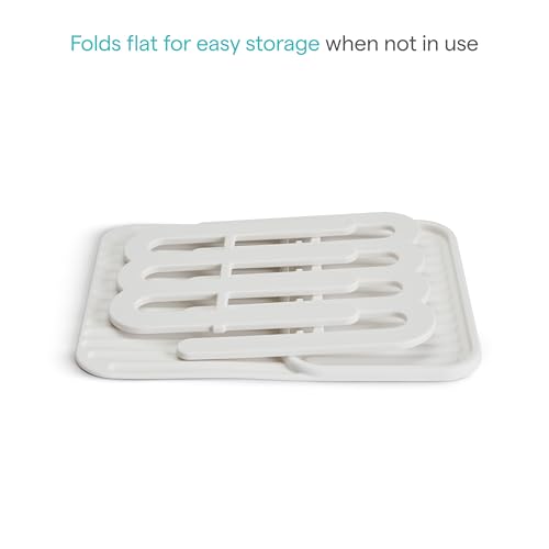 Munchkin Bottle Drying Rack and Mat, Holds 8 Bottles, Pump Parts, Pacifiers, & Accessories, Space Saving Folding Design, Home and Travel Use, Silicone, White - image 4