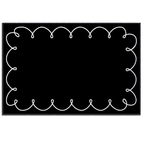 BreezeHug 7.5 x 5 ft Large Area Rug Black Carpet with White Wave Edge Design Soft Polyester Floor Rug for Living Room Bedroom Playroom Home Office