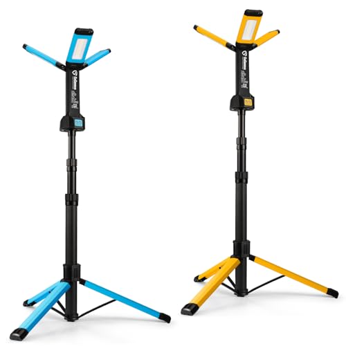 GoGonova Cordless Work Light with Triple LED Lamps,Rechargeable Work Lights with Stand, 8AH Battery, 700/1200/2200 Lumen, 4000/6500K Dimmable Led Work Light Kit with Detachable Tripod