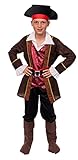 Magicoo Kapitän Piratenkostüm Kinder Jungen Rot/Schwarz/Braun - Fasching Pirat Kostüm Kind (M)