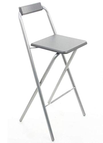PEGANE Lot de 4 chaises de Bar Louna Gris, Structure en métal, Assise en Panneaux de Fibres de Bois