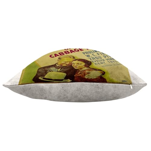 Coussin toucher cuir blanc de qualité supérieure avec affiche rétro