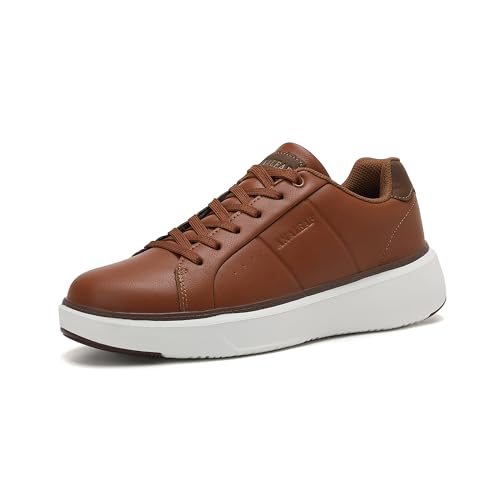 ANALEAF Mens Casual Shoes Fashion Dress Sneakers Lightweight Comfortable Lace-up Shoes Brown