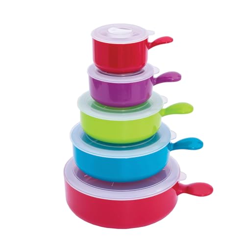 Coopers of Stortford - Five Piece Microwave Saucepan Set with Vented Lids - Cool Touch Handles for Easy Lifting - Dishwasher Freezer Safe Design