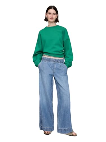 GAP Women's Easy Baggy Fit Pleated Denim