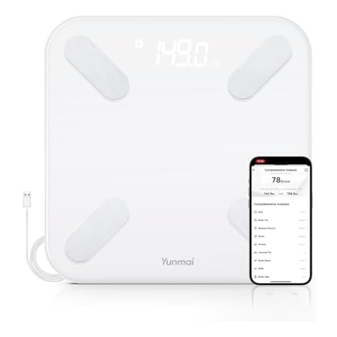 Yunmai Smart Scale with BMI, Body Fat, Muscle Mass, Digital Weight Body Fat Scale Mini, 13 Body Composition Scale Bluetooth Health Apps Compatible, Rechargeable 400lb Cover
