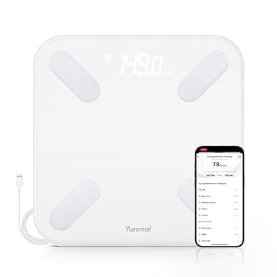 Yunmai Smart Scale with BMI, Body Fat, Muscle Mass, Digital Weight Body Fat Scale Mini, 13 Body Composition Scale Bluetooth Health Apps Compatible, Rechargeable 400lb