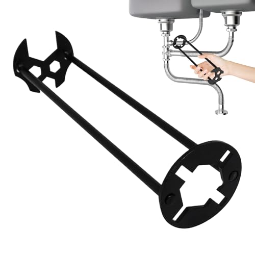 Gungtj Llave multifuncional para fregadero, llave multifuncional universal de aleación de acero, llave de grifo de fregadero de montaje inferior, para extracción de fontanería, desagüe, baño, cocina