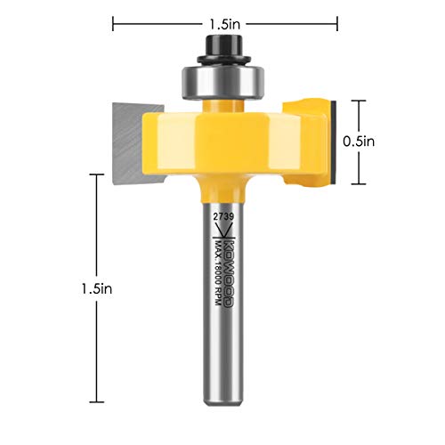 KOWOOD Rabbet Router Bit 1/4" Shank, 1-3/8" Height Multi-Slot Milling Cutter Bit (7 Bearings, Multiple Depths 1/8", 3/16",1/4", 5/16", 3/8", 7/16", 1/2") Interchangeable and Adjustable Bearings. - Image 2